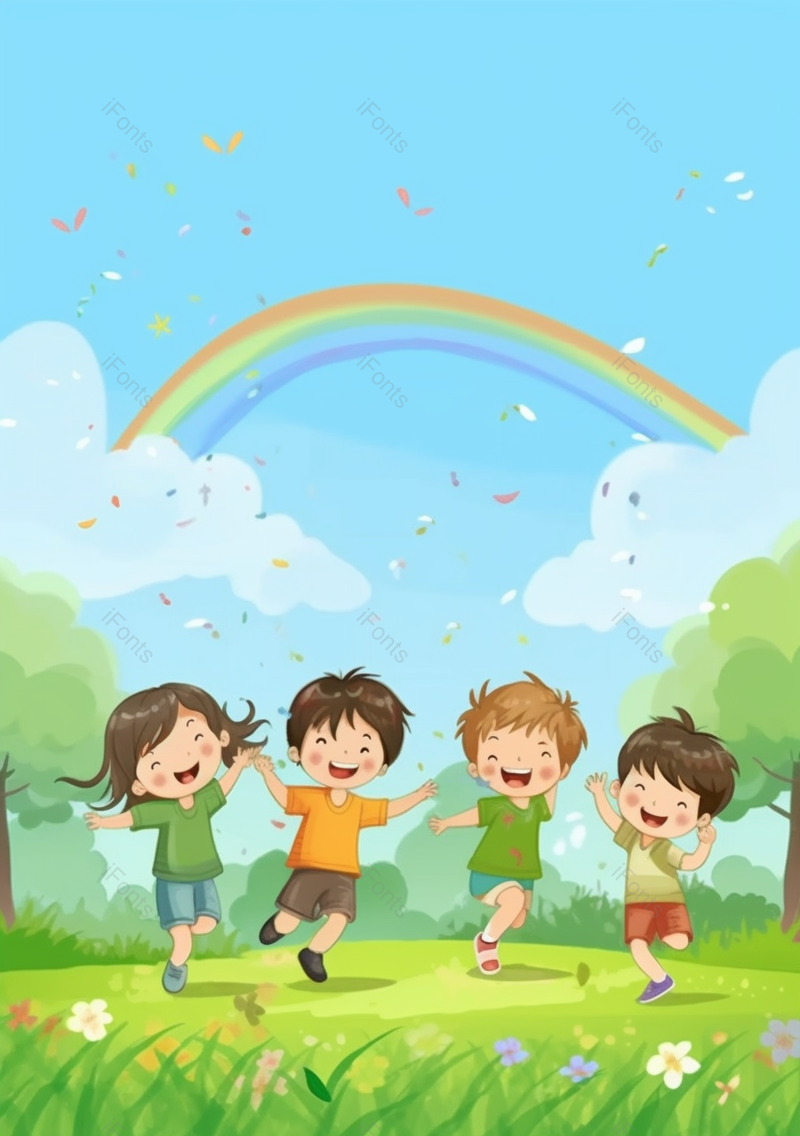 蓝天清新节日卡通儿童节插画背景,插画/手绘图,插画/手绘图库,插画/手绘图下载,插画/手绘